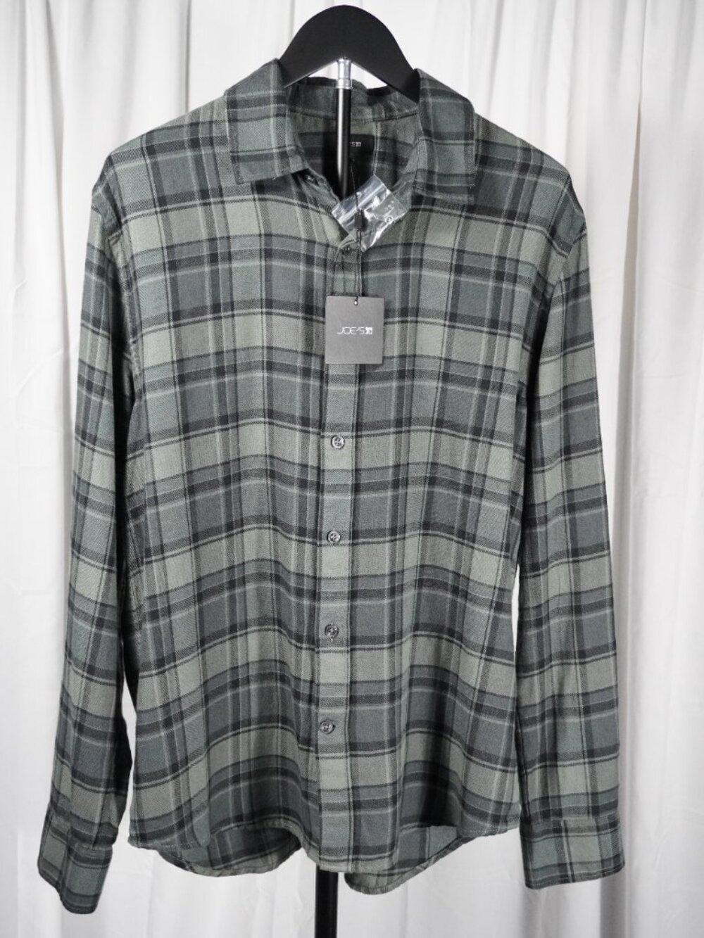 JOE’S Jeans Oliver Flannel Shirt Men’s Small Pewter Plaid Button Front NWT